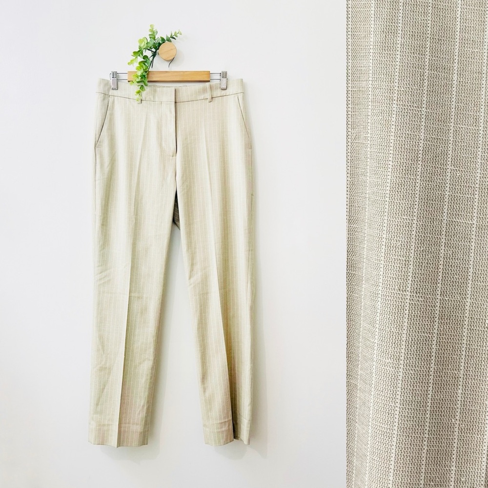 Amour Vert NWT Linen Blend Ivory Pin Stripe Light Academia Trousers